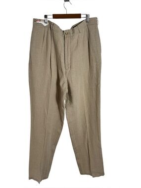 Daniel Cremieux Linen Pants 38x34 NWT Tan Pleated Lightweight